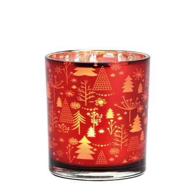 Windlicht Tannenwald 8 cm rot