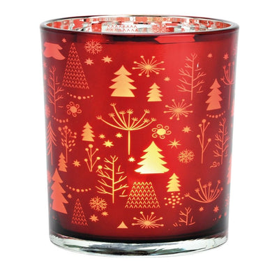 Windlicht Tannenwald 10 cm rot
