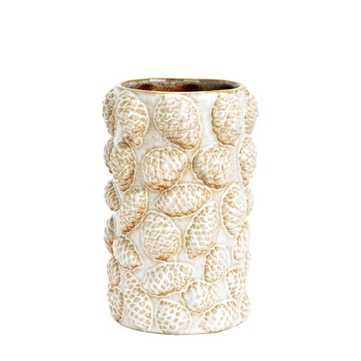 Vase Tannenzapfen 20 cm weiß-braun