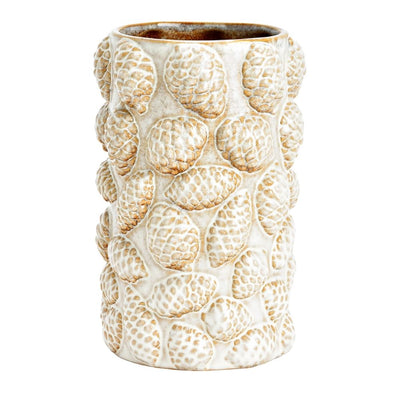 Vase Tannenzapfen 25 cm weiß-braun
