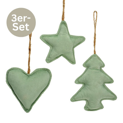 Baumschmuck Textil 3er Set grün