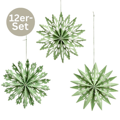 Weihnachtshänger Schneekristalle 12er Set grün