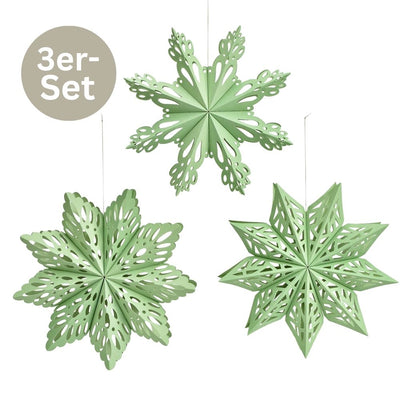 Weihnachtshänger Schneeflocken 3er Set grün