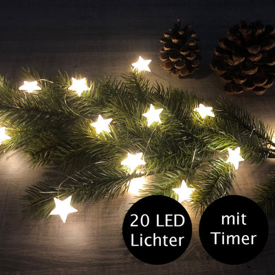 Lichterkette mit Timer 20 große Sterne