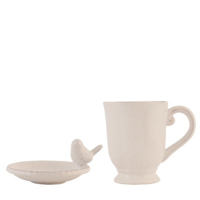 Tasse mit Unterteller Vogel