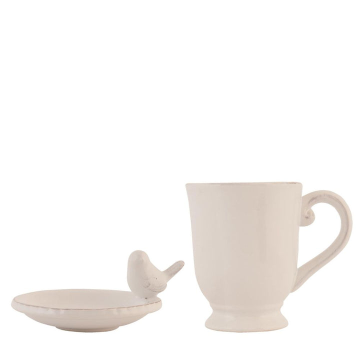 Tasse mit Unterteller Vogel