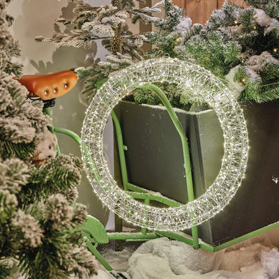 Micro LED Kranz H 58 cm silberfarben