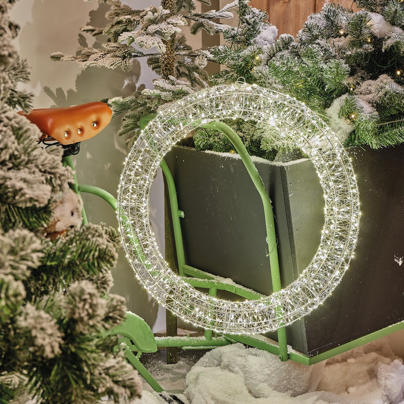 Micro LED Kranz H 58 cm silberfarben