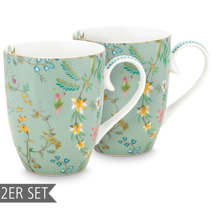 Pip Studio Tasse Jolie Flowers 2er-Set blau groß