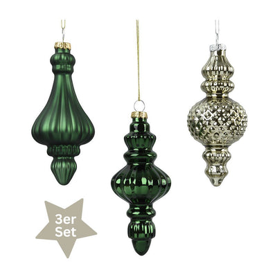 Ornamente Glas 3er-Set grün