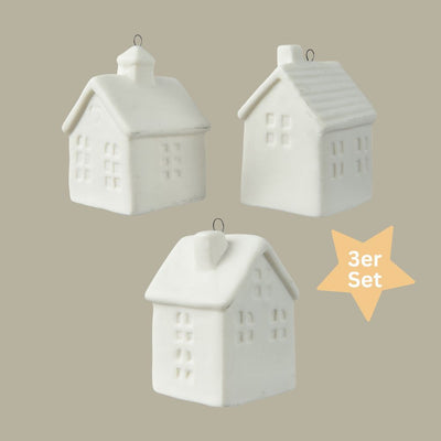 Porzellanhäuser 3er-Set weiß