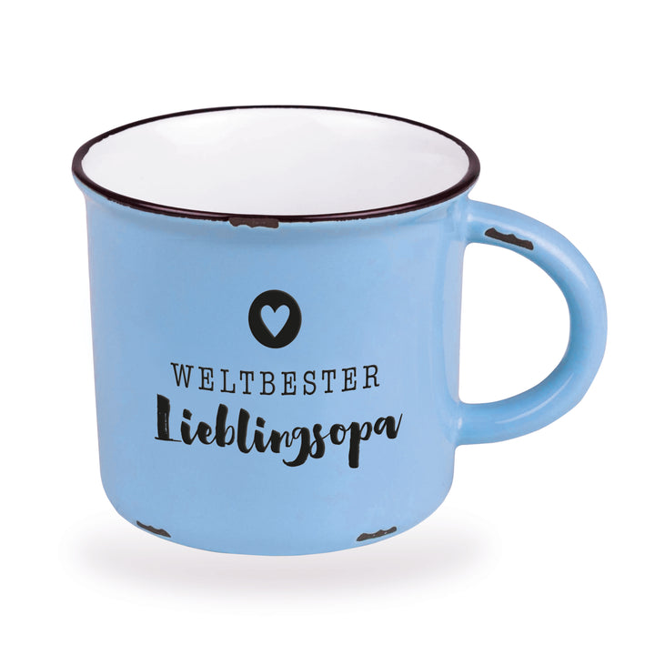 Becher Vintage Weltbester Lieblingsopa hellblau