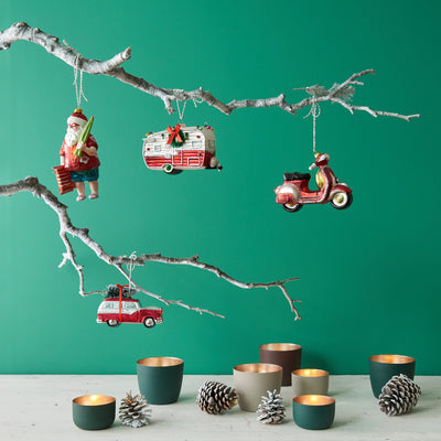 Windlicht Madras dark olive-goldfarben klein
