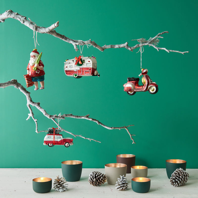 Windlicht Madras dark olive-goldfarben klein