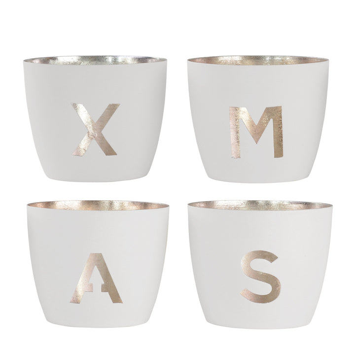 Madras Festive XMAS 4er-Set Weiß-Goldfarben Mittel