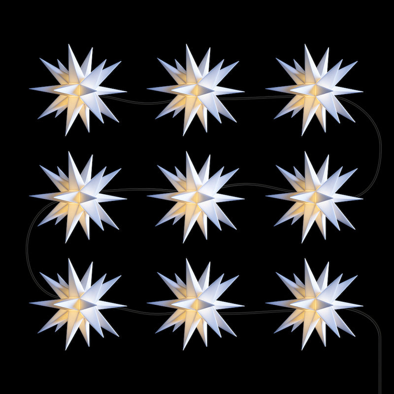 LED Midi-Stern Lichterkette Luna Weiß Outdoor 16 cm Trafo