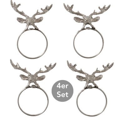 Serviettenring Hirsch Jarle 4er Set silberfarben