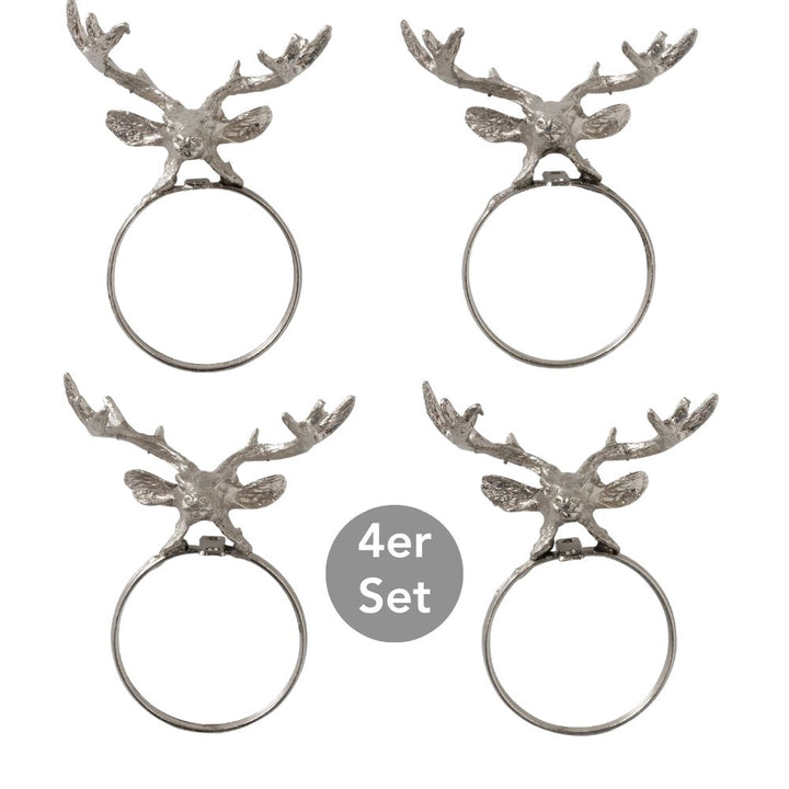 Serviettenring Hirsch Jarle 4er Set silberfarben