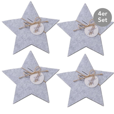 Bestecktasche Stern 4er-Set hellgrau