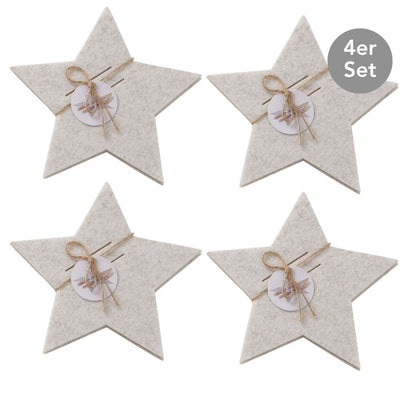 Bestecktasche Stern 4er-Set beige