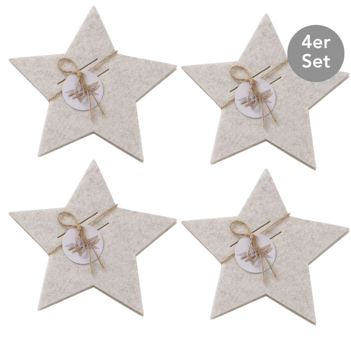 Bestecktasche Stern 4er-Set beige
