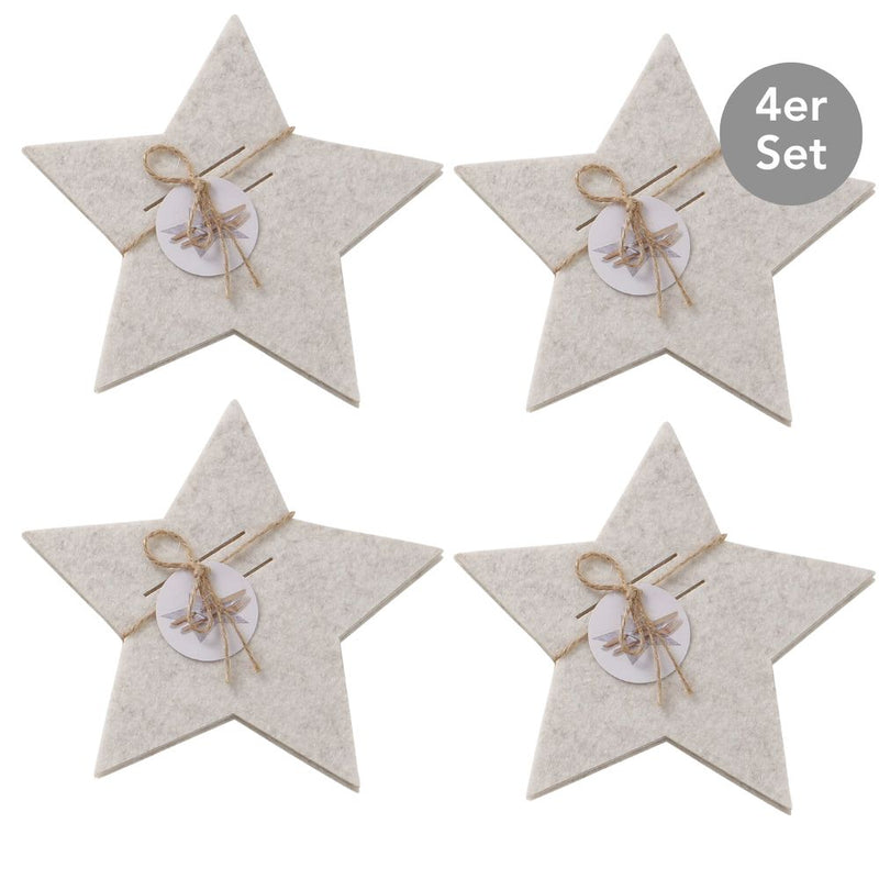 Bestecktasche Stern 4er-Set beige