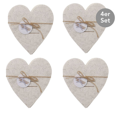 Bestecktasche Herz 4er-Set beige