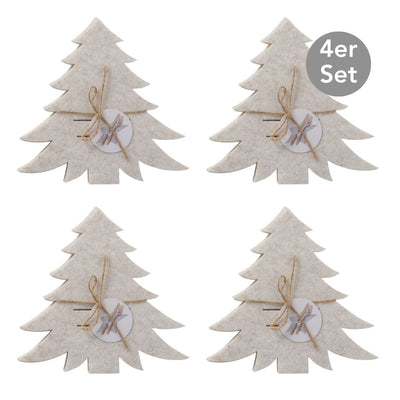 Bestecktasche Tannenbaum 4er-Set beige