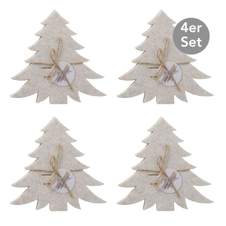 Bestecktasche Tannenbaum 4er-Set beige