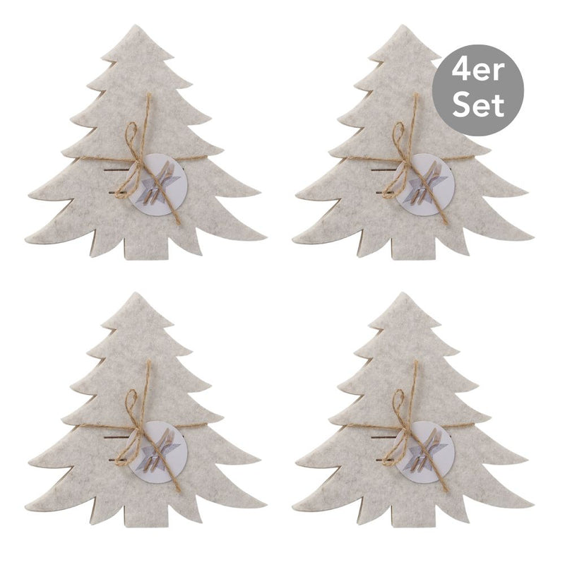 Bestecktasche Tannenbaum 4er-Set beige