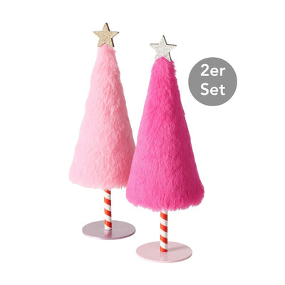 Dekoaufsteller Tanne 2er-Set rosa-pink