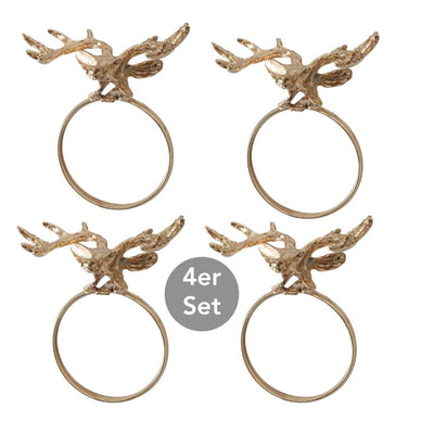 Serviettenring Hirsch 4er Set goldfarben