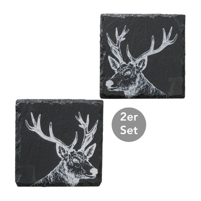 Untersetzer Hirschkopf 2er-Set schwarz