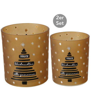 Windlicht Fröhliche Weihnachten 2er-Set