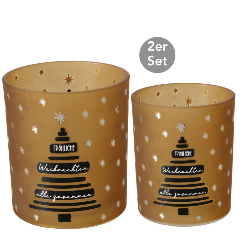 Windlicht Fröhliche Weihnachten 2er-Set
