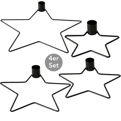 Kerzenleuchter Stern 4er-Set schwarz