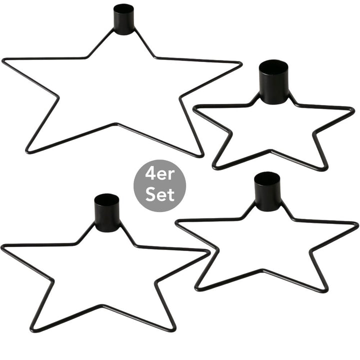 Kerzenleuchter Stern 4er-Set schwarz