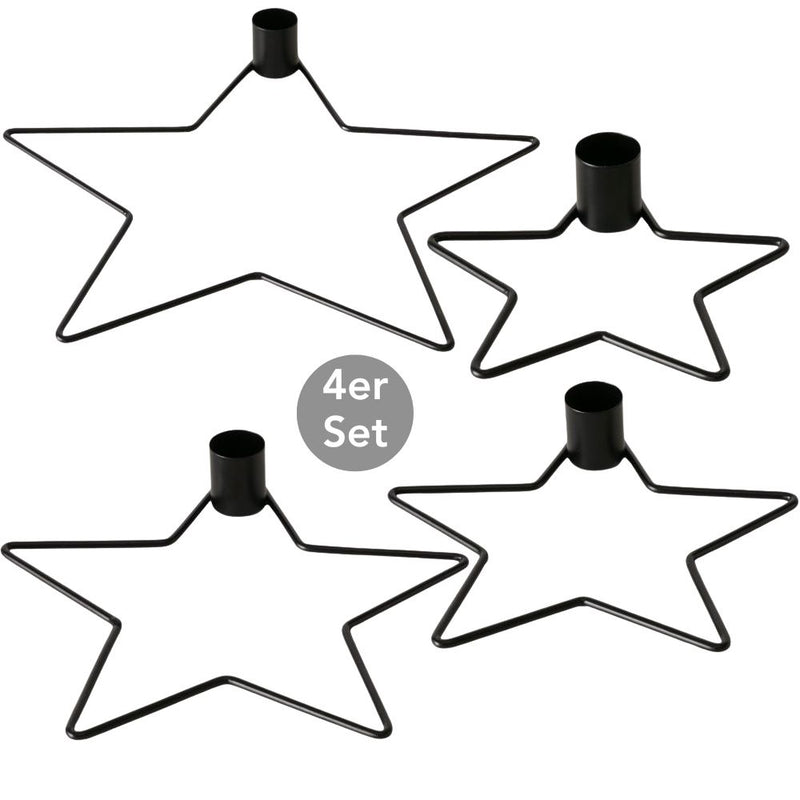 Kerzenleuchter Stern 4er-Set schwarz