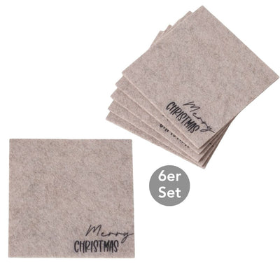 Untersetzer Merry Christmas 6er-Set beige