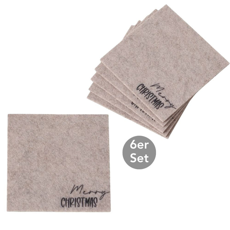 Untersetzer Merry Christmas 6er-Set beige