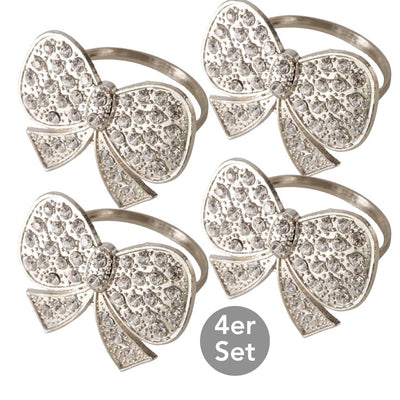 Serviettenring Schleife 4er-Set silberfarben