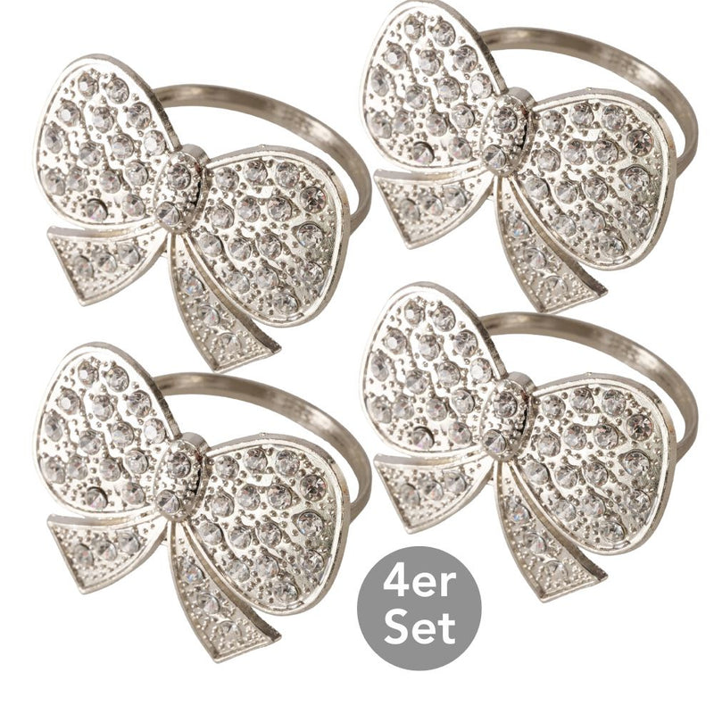 Serviettenring Schleife 4er-Set silberfarben