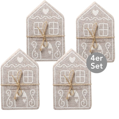 Bestecktasche Lebkuchenhaus 4er-Set beige