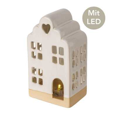 LED Lichthaus cremefarben 21 cm