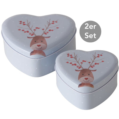 Herzdose Rudolf 2er-Set hellblau