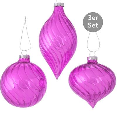 Weihnachtskugel Tilda 3er-Set pink