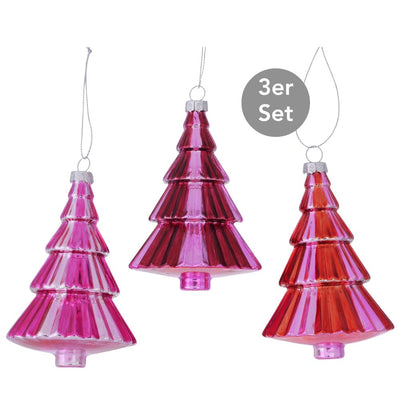 Dekohänger Tannenbaum 3er-Set pink