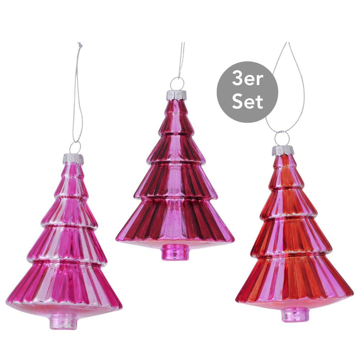 Dekohänger Tannenbaum 3er-Set pink