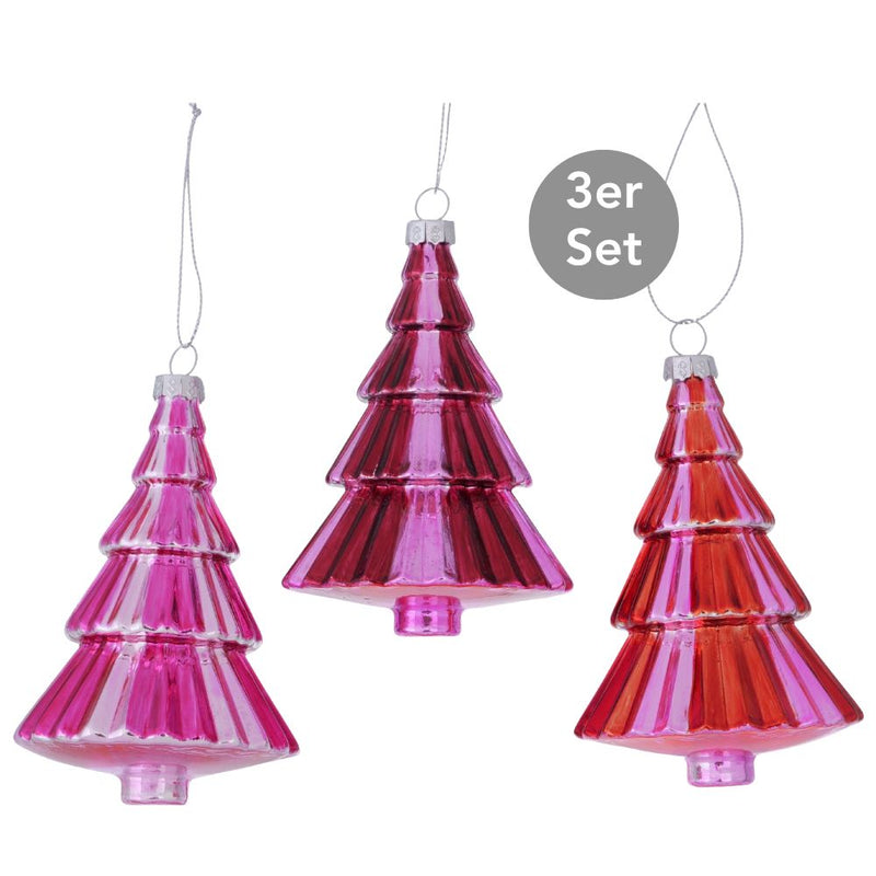 Dekohänger Tannenbaum 3er-Set pink