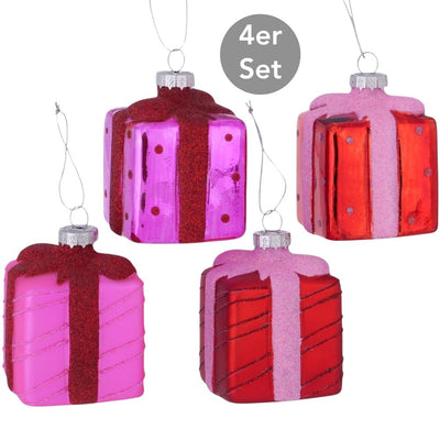 Dekohänger Geschenk 4er-Set pink-rot